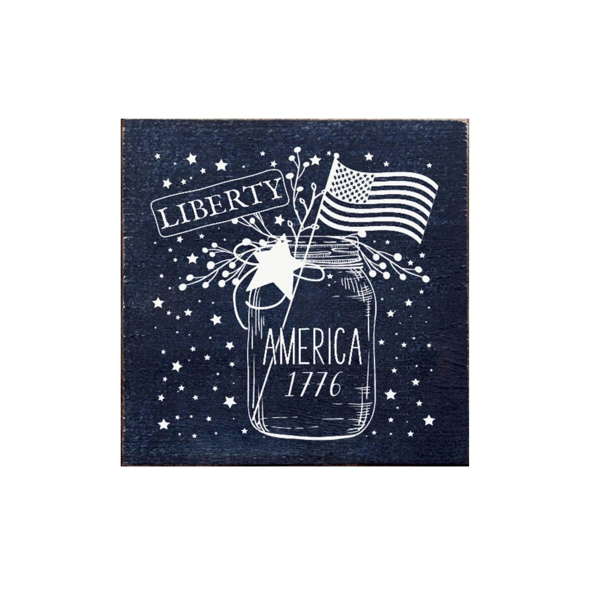 Americana Mason Jar Art Wood Sign - 7"x7" - Festive Fit Home