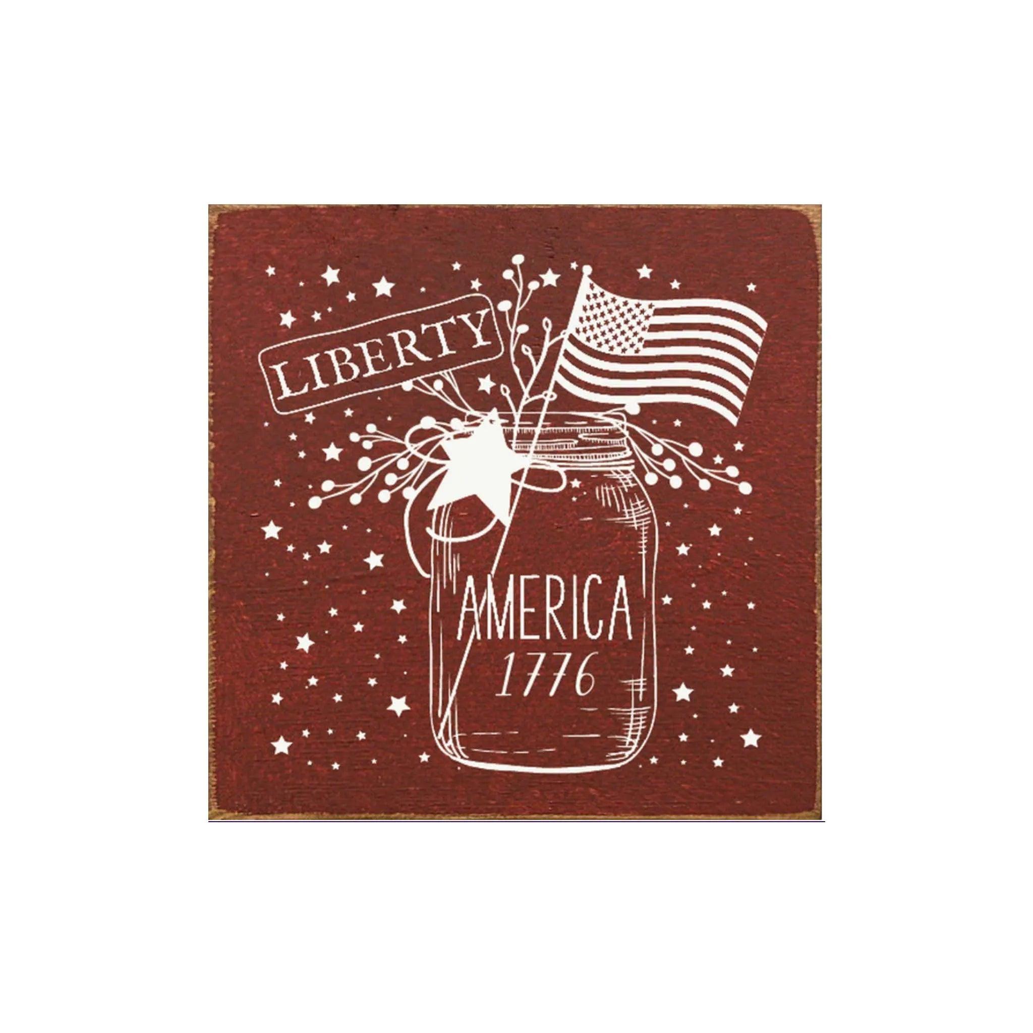 Americana Mason Jar Art Wood Sign - 7"x7" - Festive Fit Home