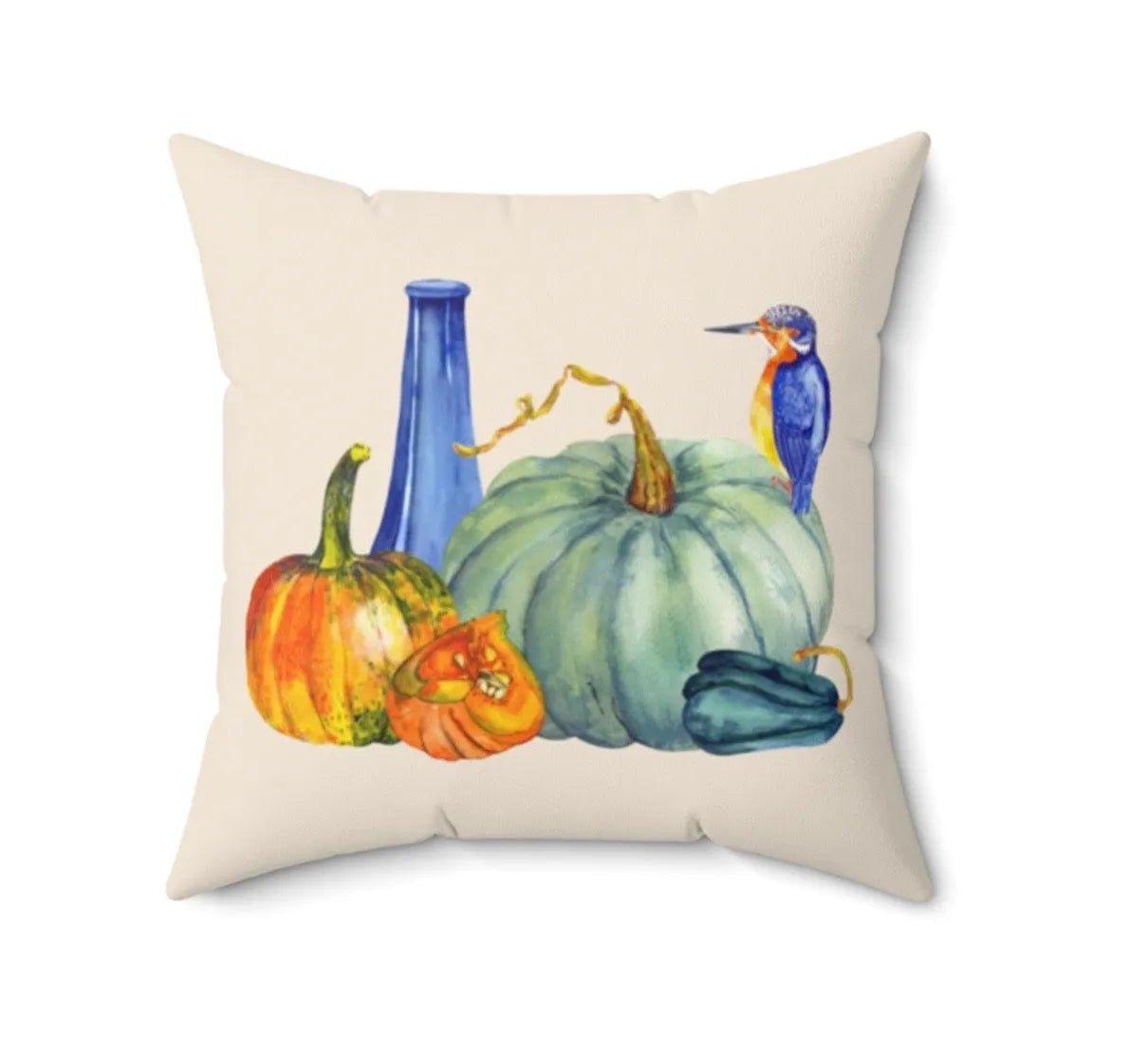 Autumn Blue Pumpkin Throw Pillow Cover - Festive Fit Home