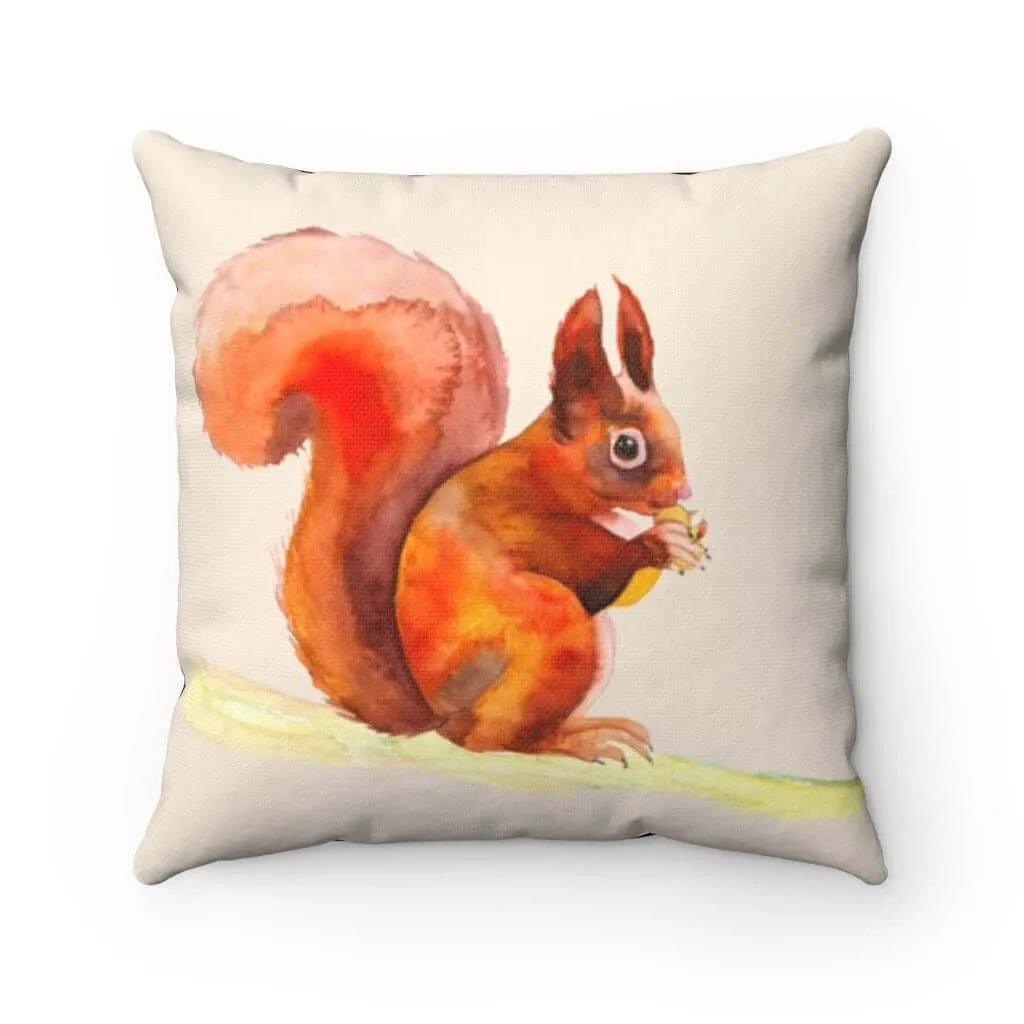 Autumn Sitting Fluffy Tail Squirrel Pillow Cover - Festive Fit Home
