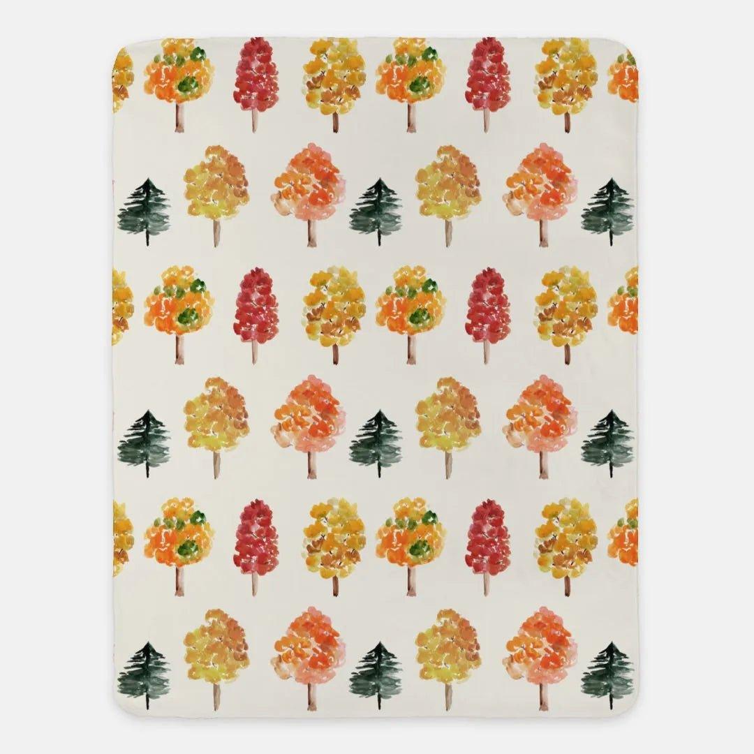 Autumn Trees Sherpa Blanket - 60" x 80" - Festive Fit Home