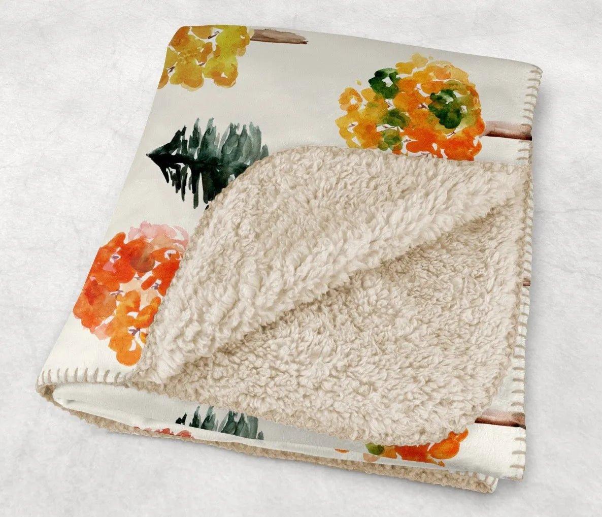Autumn Trees Sherpa Blanket - 60" x 80" - Festive Fit Home