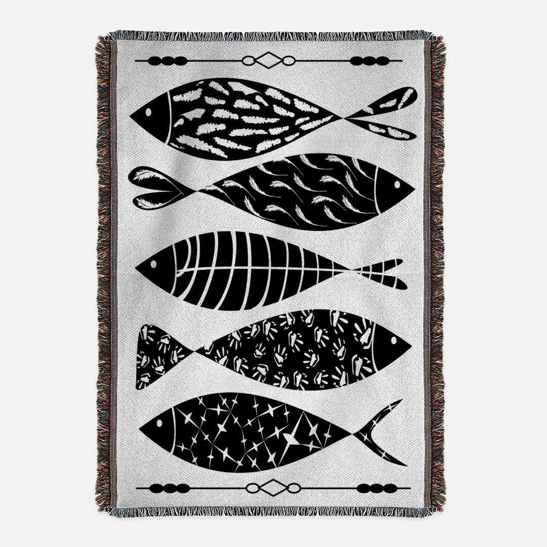 Black Fish Woven Blanket and Tapestry - Festive Fit Home
