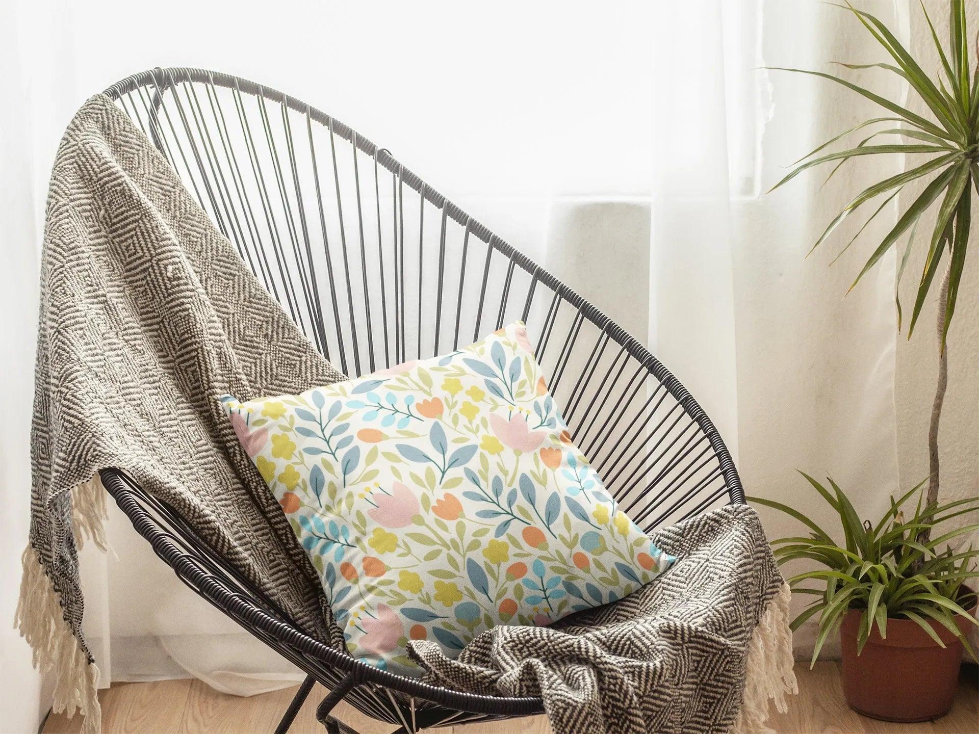 Blue Floral Throw Pillow Cover - Festive Fit Home