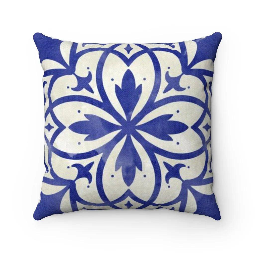 Blue Flower Mosaic Square Pillow Cover - Festive Fit Home