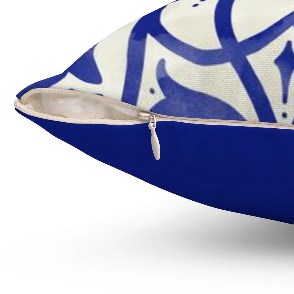 Blue Flower Mosaic Square Pillow Cover - Festive Fit Home