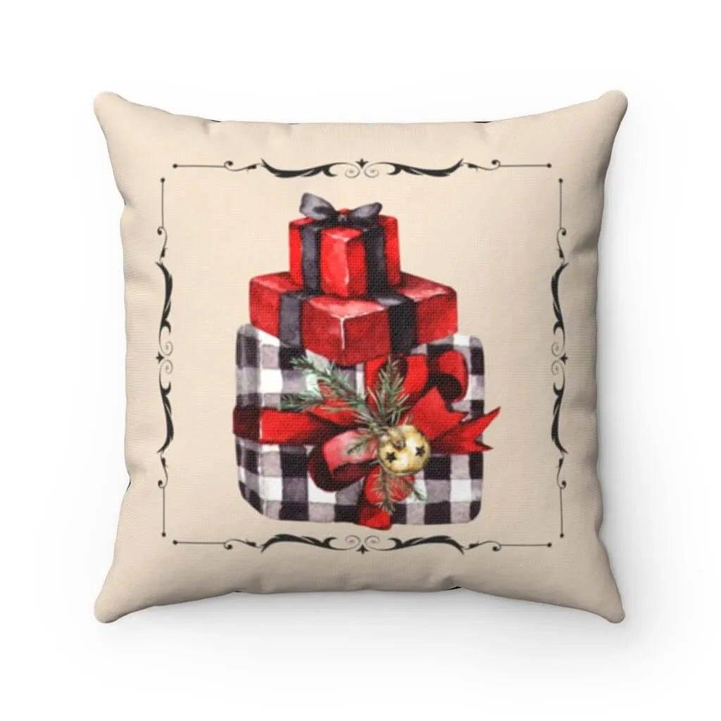 Buffalo Plaid Stacked Christmas Presents Pillow Cover - Festive Fit Home