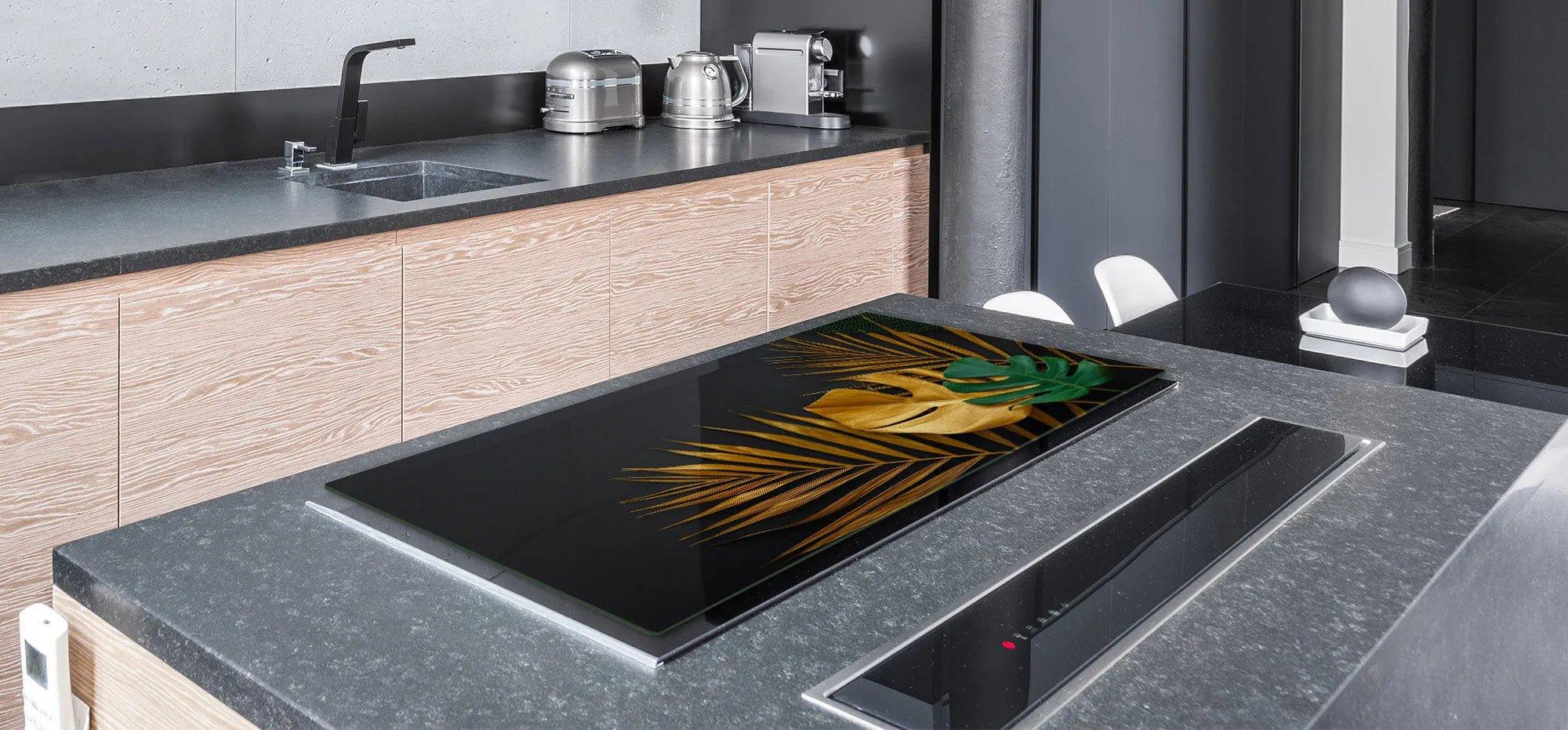Burner Cover - Gold Palms | Gas and Electric Stove Top Cover | Noodle Board - Festive Fit Home