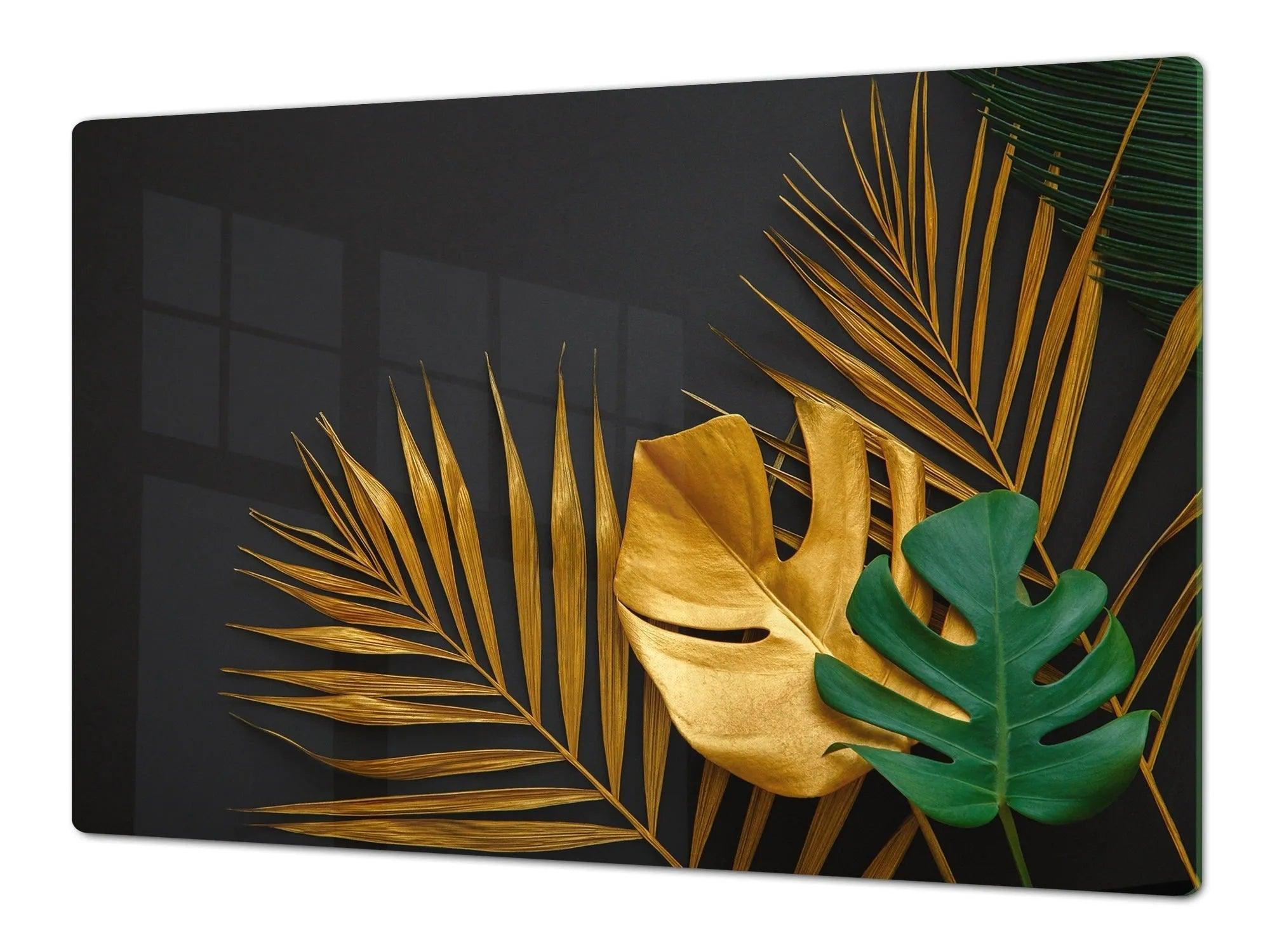 Burner Cover - Gold Palms | Gas and Electric Stove Top Cover | Noodle Board - Festive Fit Home