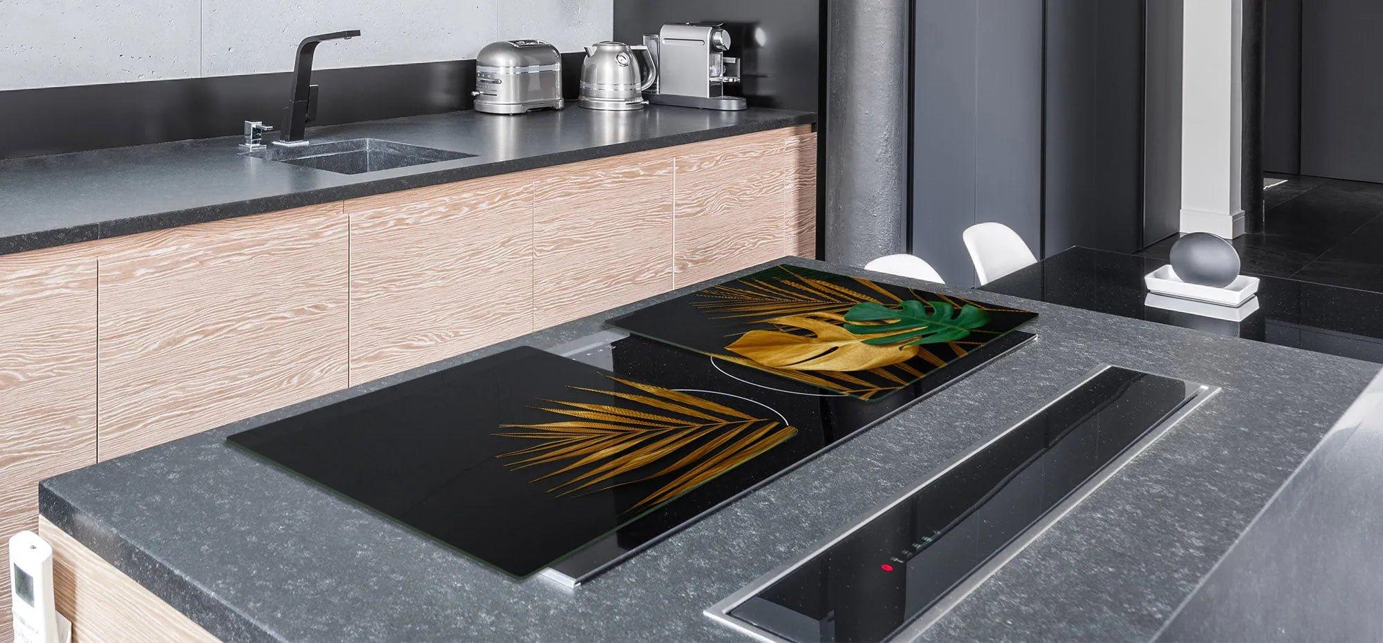 Burner Cover - Gold Palms | Gas and Electric Stove Top Cover | Noodle Board - Festive Fit Home