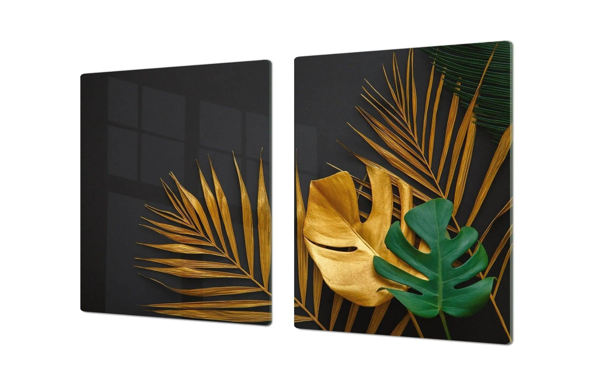 Burner Cover - Gold Palms | Gas and Electric Stove Top Cover | Noodle Board - Festive Fit Home