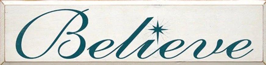 Christmas Quote Sign - Believe - 9"x36" - Festive Fit Home