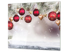 Christmas Serving Platter - Snowy Red & Gold Ornaments Holiday Party Tray - Festive Fit Home