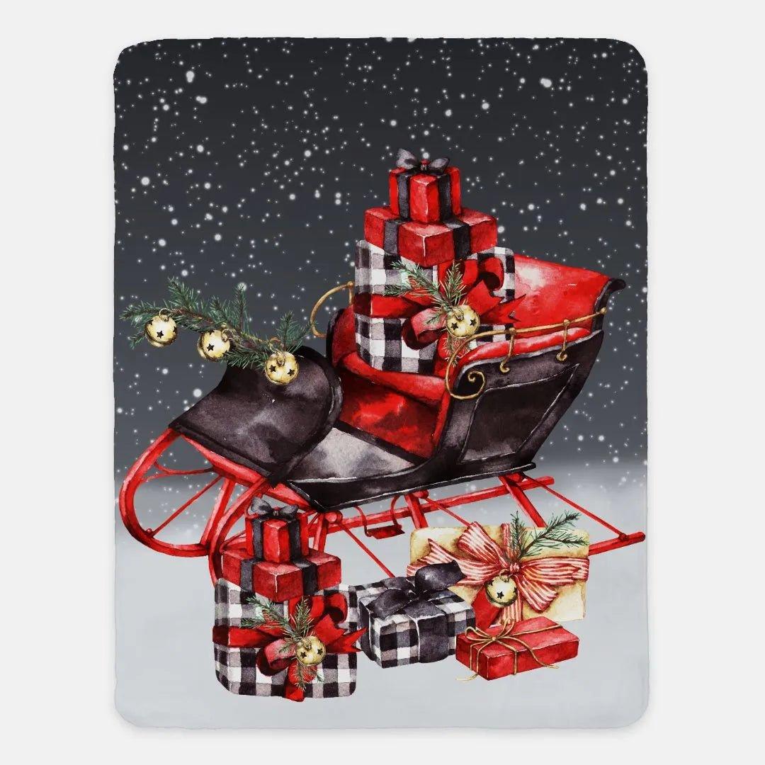 Christmas Sleigh Sherpa Blanket - 60"x80" - Festive Fit Home