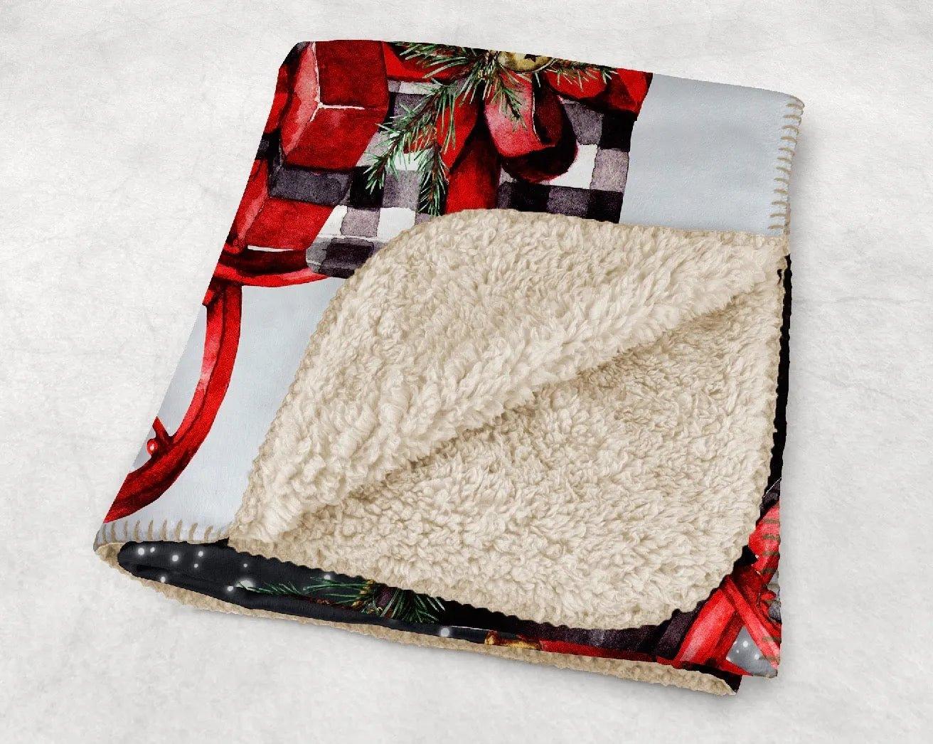 Christmas Sleigh Sherpa Blanket - 60"x80" - Festive Fit Home
