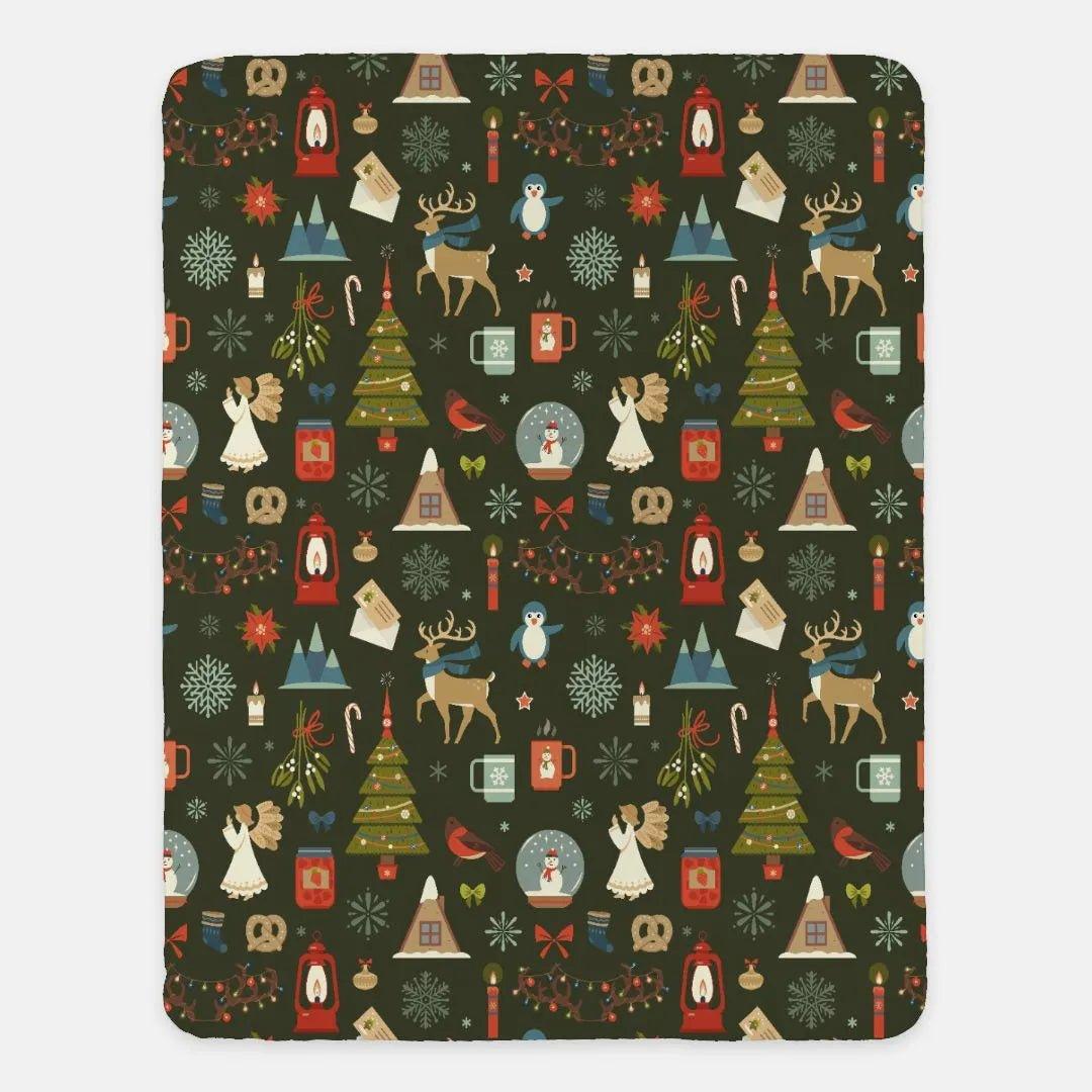 Christmas Throw Blanket - Angels and Reindeer - 60"x80" - Festive Fit Home