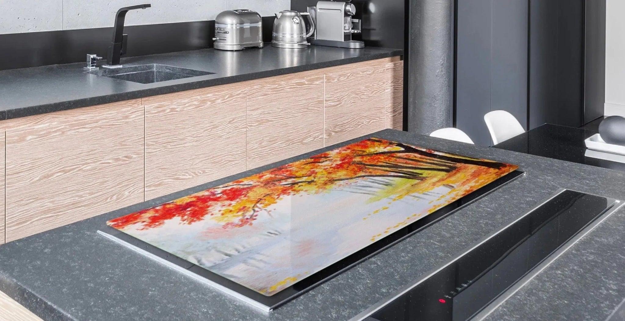 Cooktop Cover - Autumn Trees | Gas and Electric Cook Top Cover | Charcuterie Board - Festive Fit Home