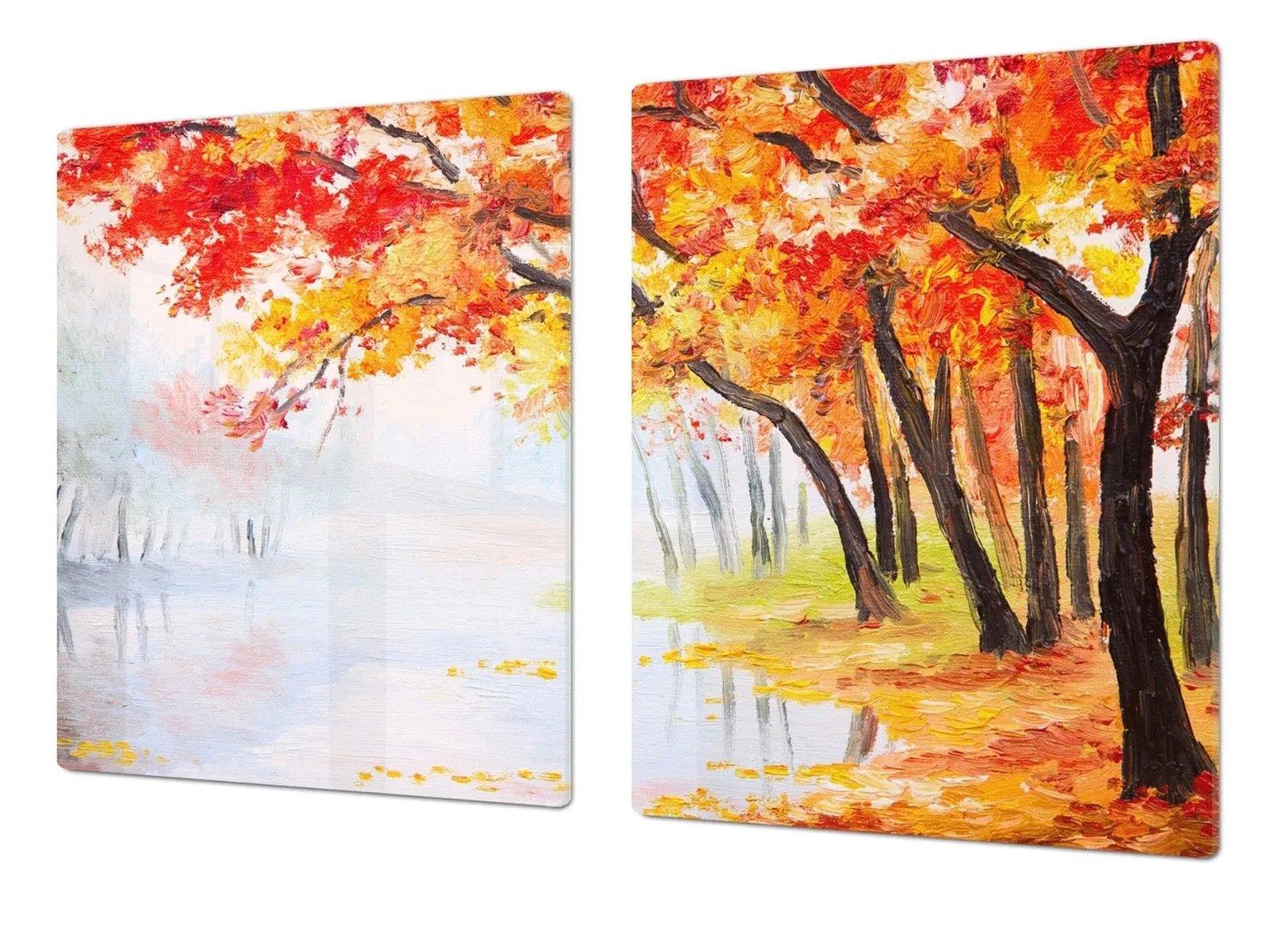 Cooktop Cover - Autumn Trees | Gas and Electric Cook Top Cover | Charcuterie Board - Festive Fit Home