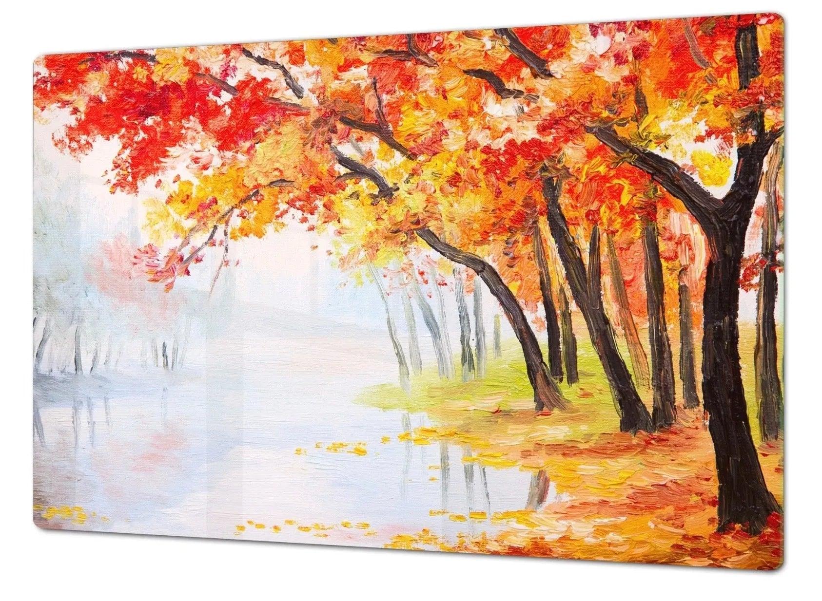 Cooktop Cover - Autumn Trees | Gas and Electric Cook Top Cover | Charcuterie Board - Festive Fit Home