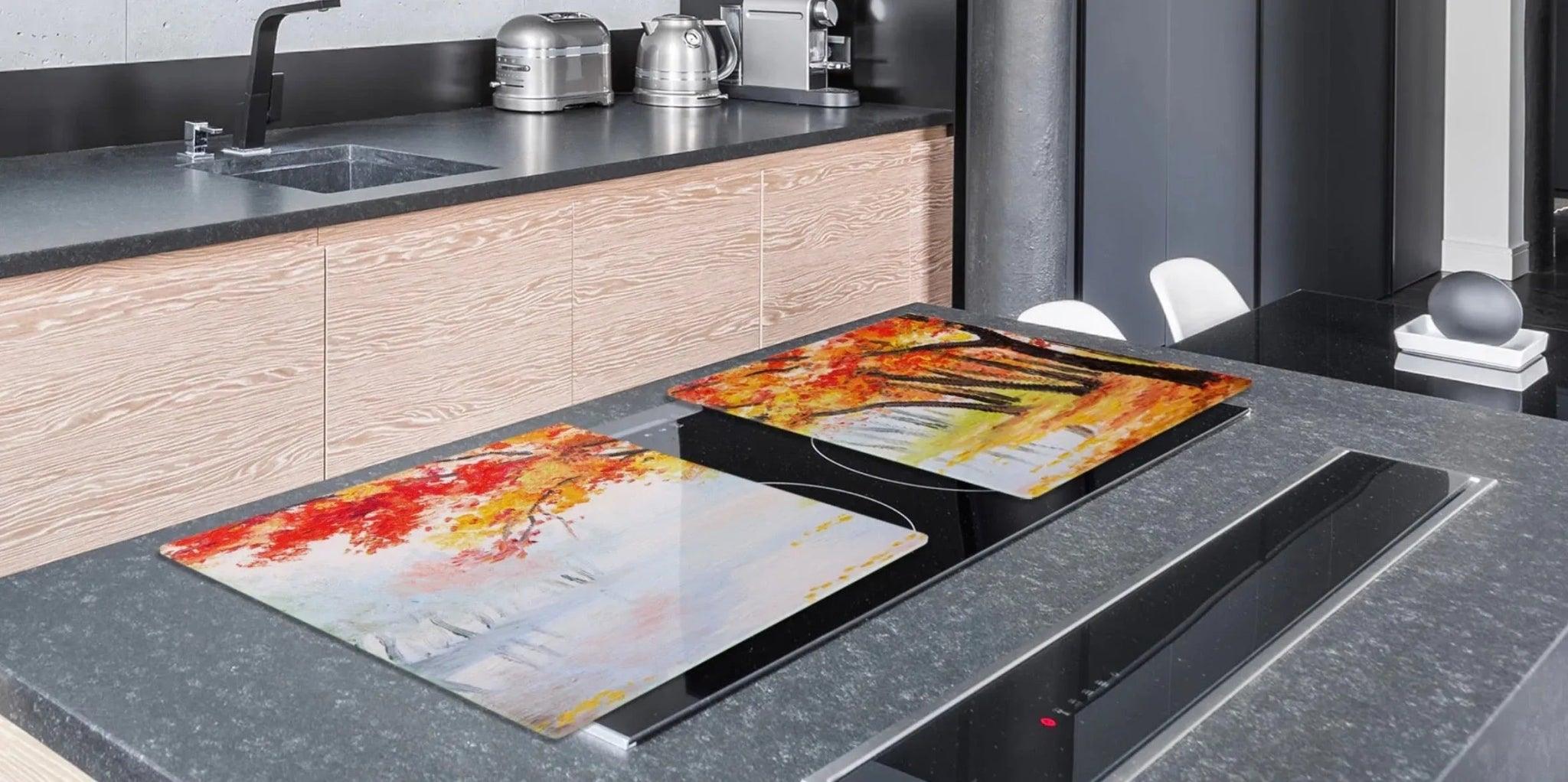 Cooktop Cover - Autumn Trees | Gas and Electric Cook Top Cover | Charcuterie Board - Festive Fit Home