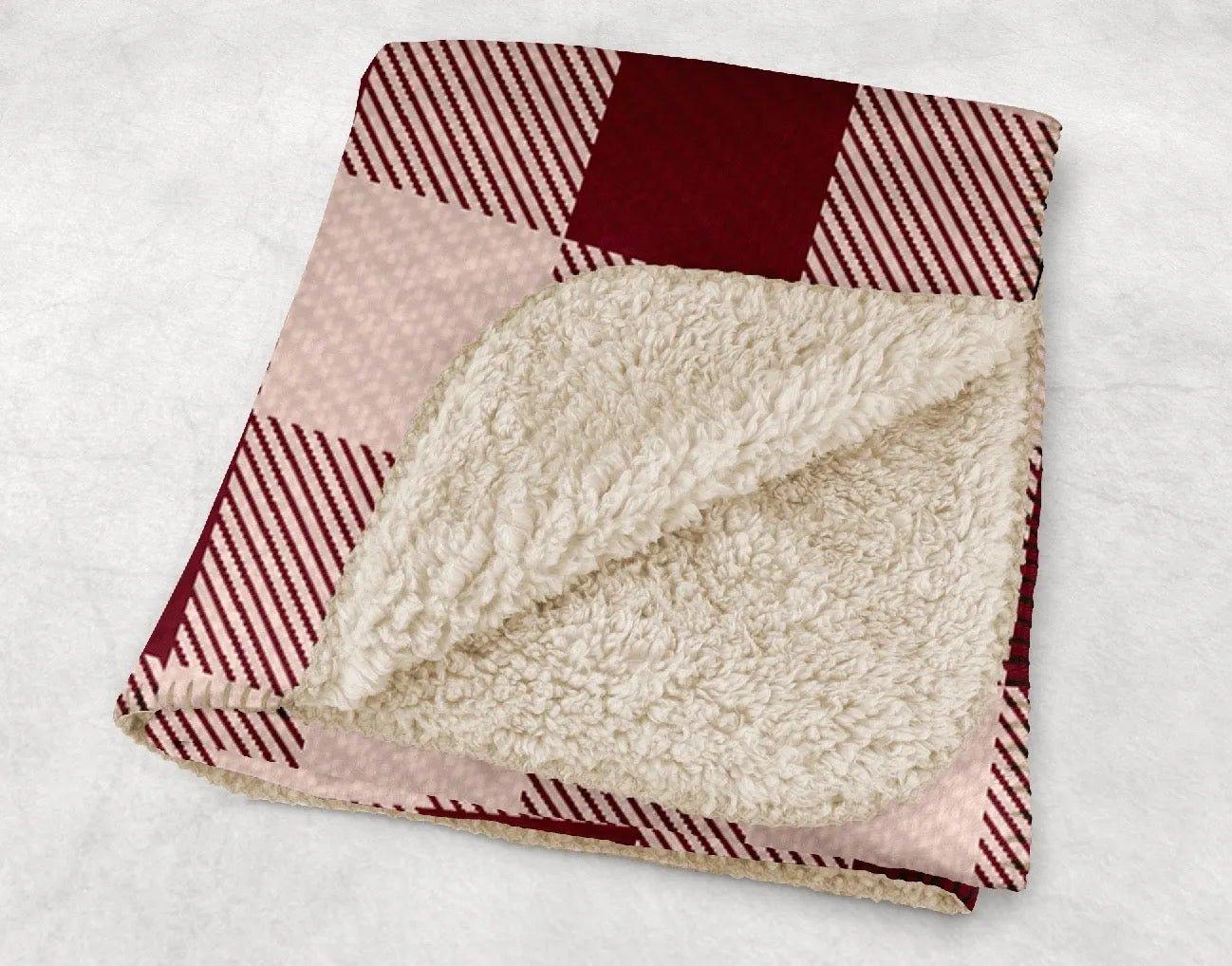 Cranberry Check Sherpa Fall Throw Blanket - 60"x80" - Festive Fit Home