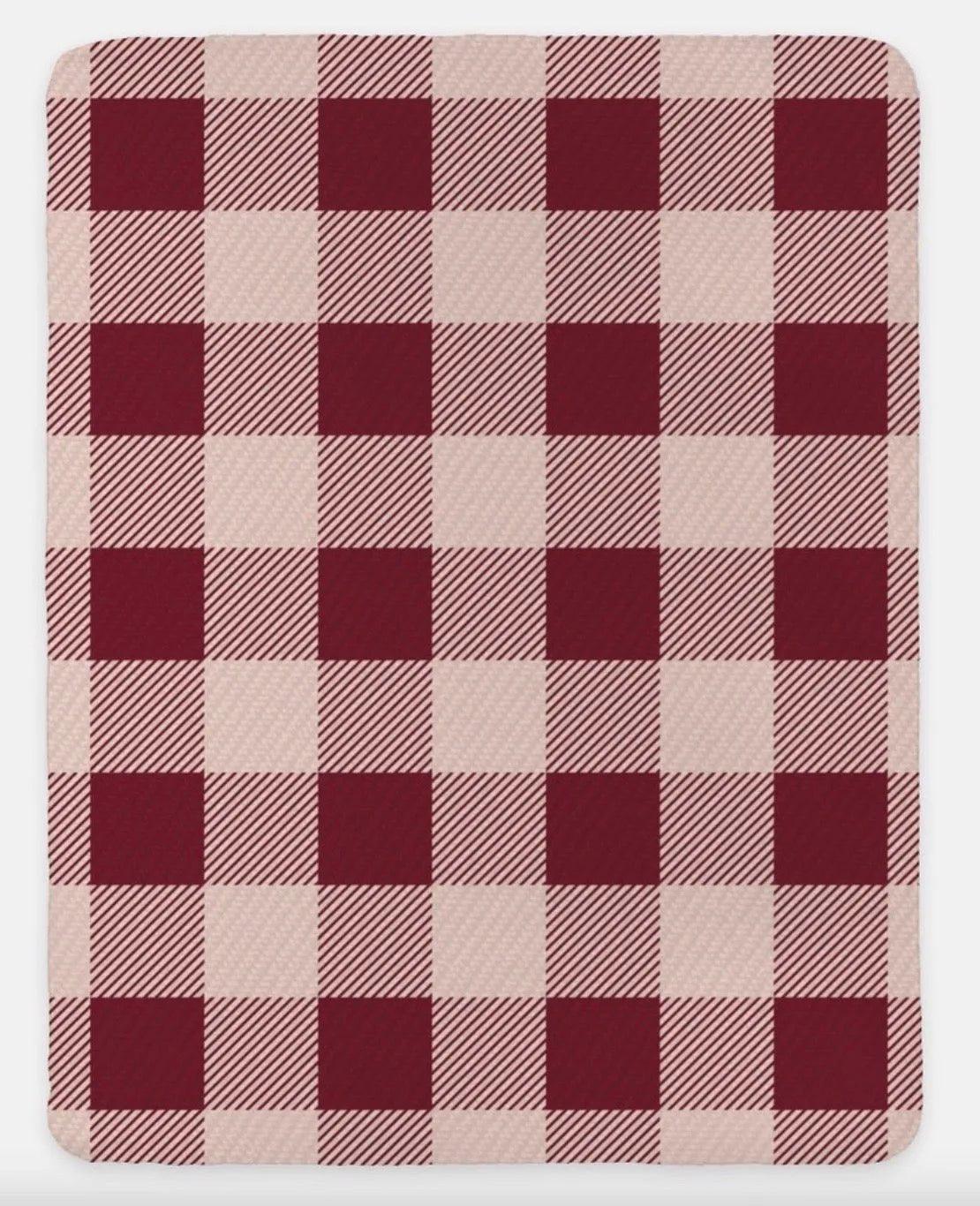 Cranberry Check Sherpa Fall Throw Blanket - 60"x80" - Festive Fit Home