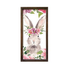 Easter Wall Art - Bunny with Pink Flowers - Wood Framed Sign - 12"x24" - Festive Fit Home