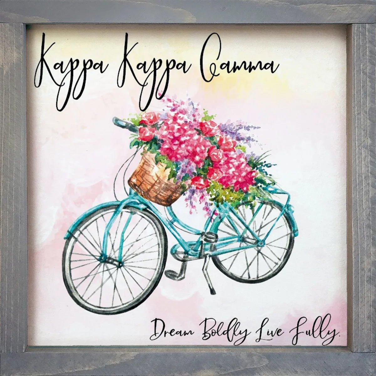 Floral Bicycle Framed Wood Sign - 12"x12" - Festive Fit Home