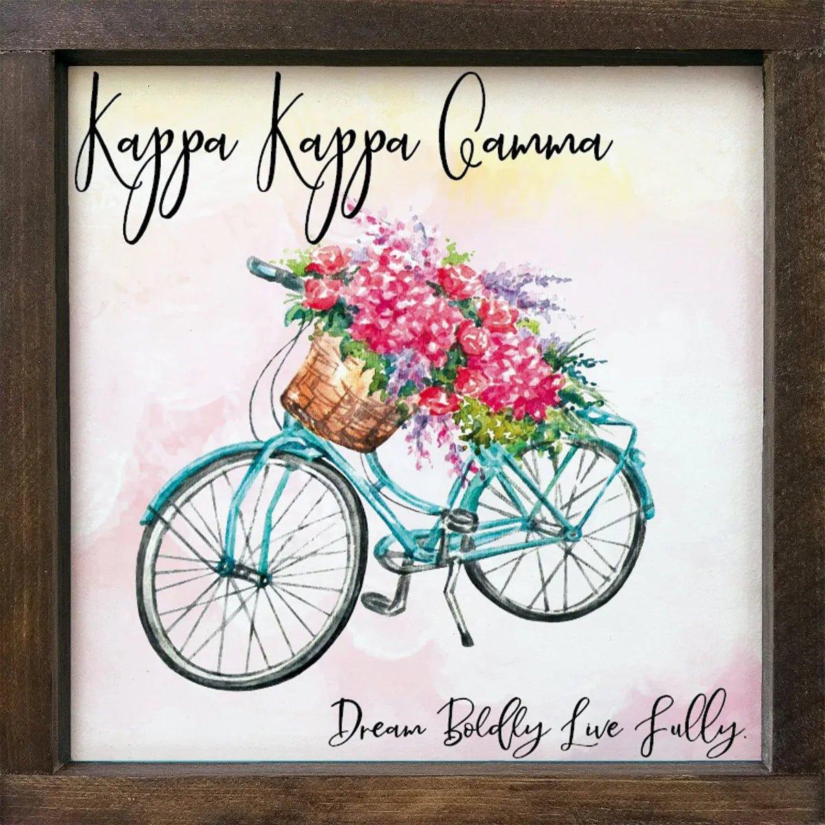 Floral Bicycle Framed Wood Sign - 12"x12" - Festive Fit Home