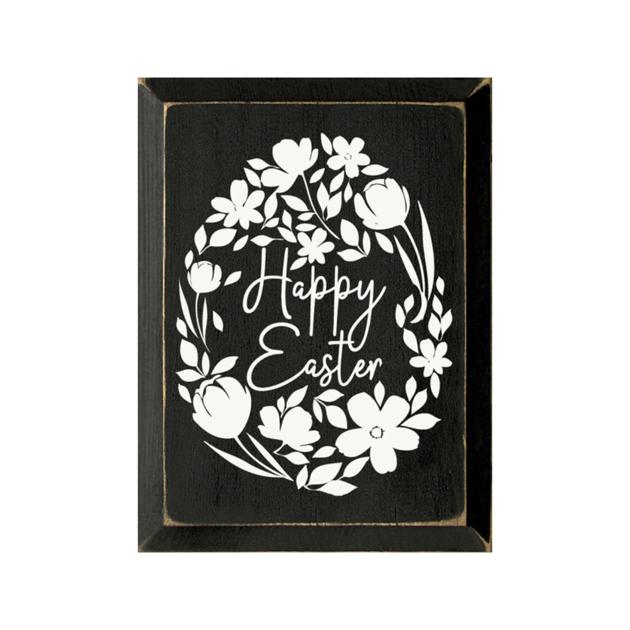Floral Egg Happy Easter Wood Sign - 9"x12" - Festive Fit Home
