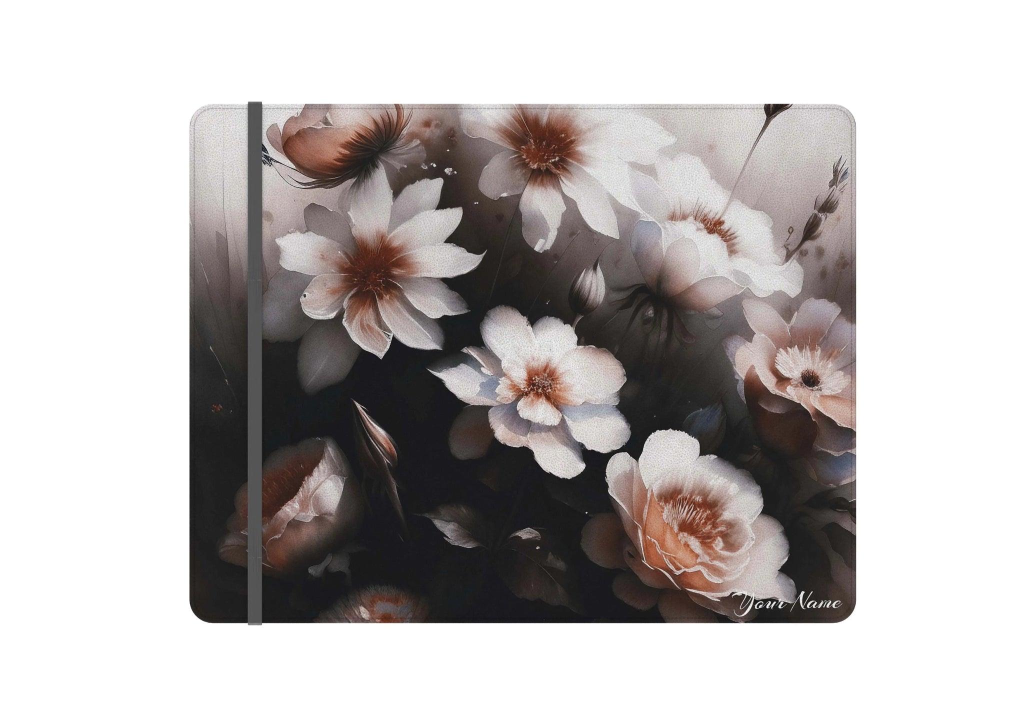 Floral Shadows Personalized Vegan Leather Notebook Folio - Festive Fit Home