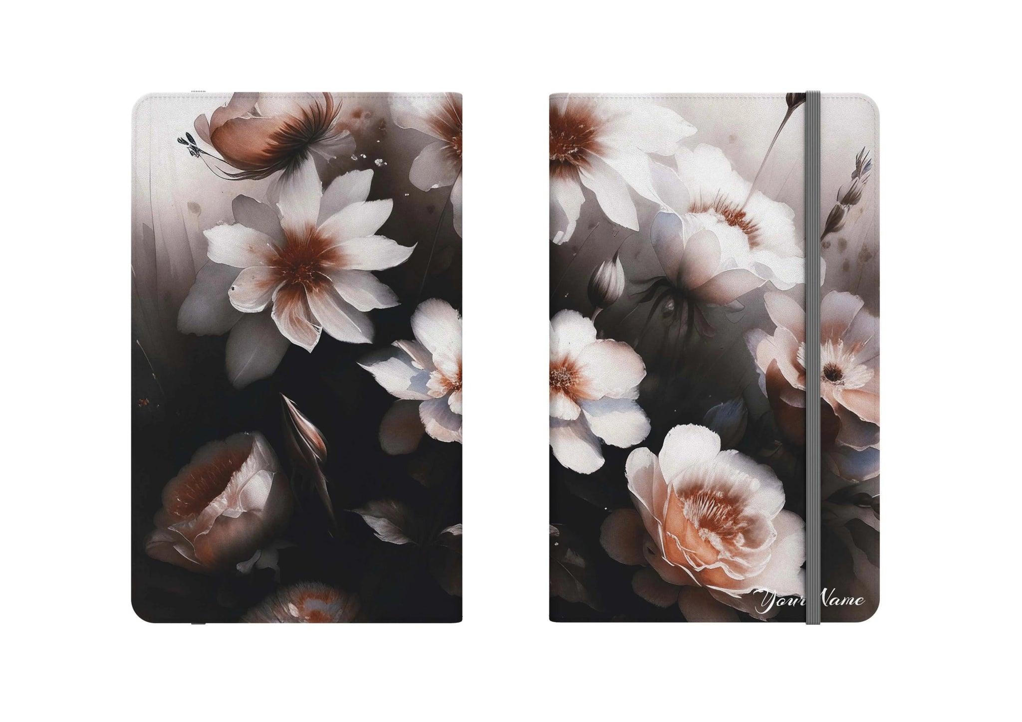 Floral Shadows Personalized Vegan Leather Notebook Folio - Festive Fit Home