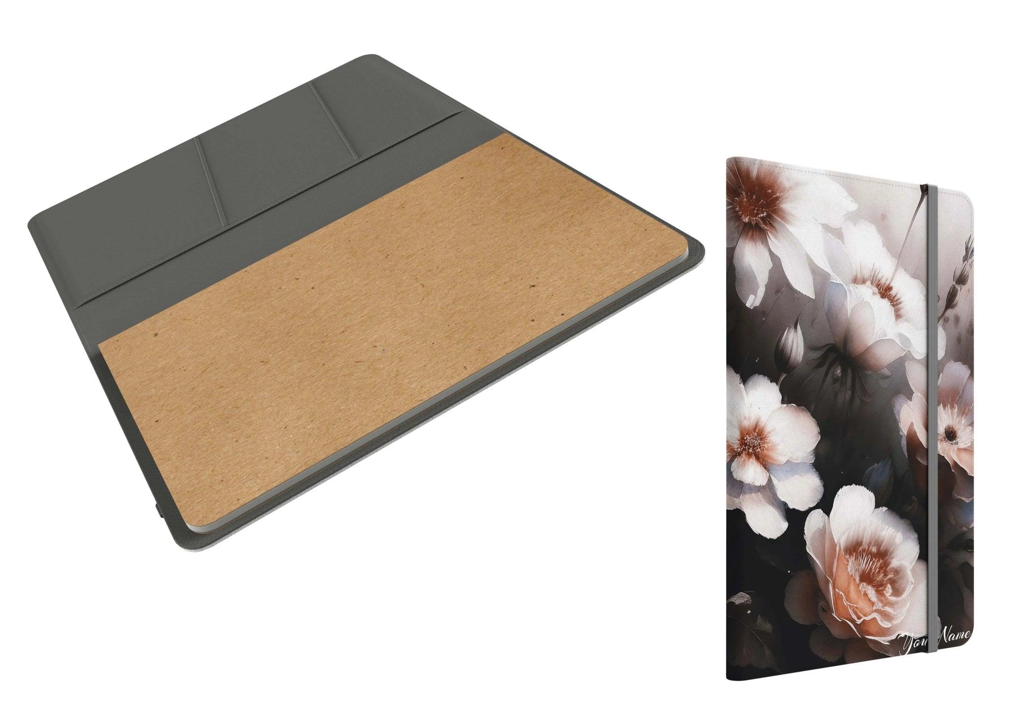 Floral Shadows Personalized Vegan Leather Notebook Folio - Festive Fit Home