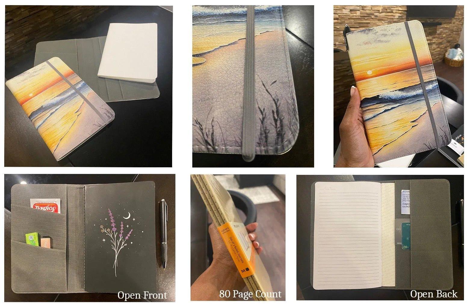 Floral Shadows Personalized Vegan Leather Notebook Folio - Festive Fit Home