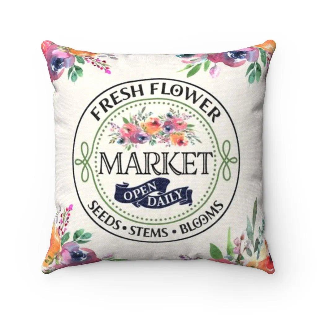 Fresh Flower Market Throw Pillow Cover - Festive Fit Home
