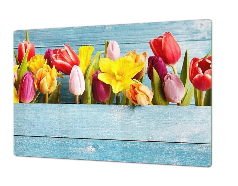 Gas & Electric Cook Top Cover - Tulips | Stove Top Cover | Burner Cover - Festive Fit Home