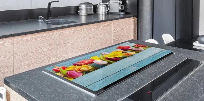 Gas & Electric Cook Top Cover - Tulips | Stove Top Cover | Burner Cover - Festive Fit Home