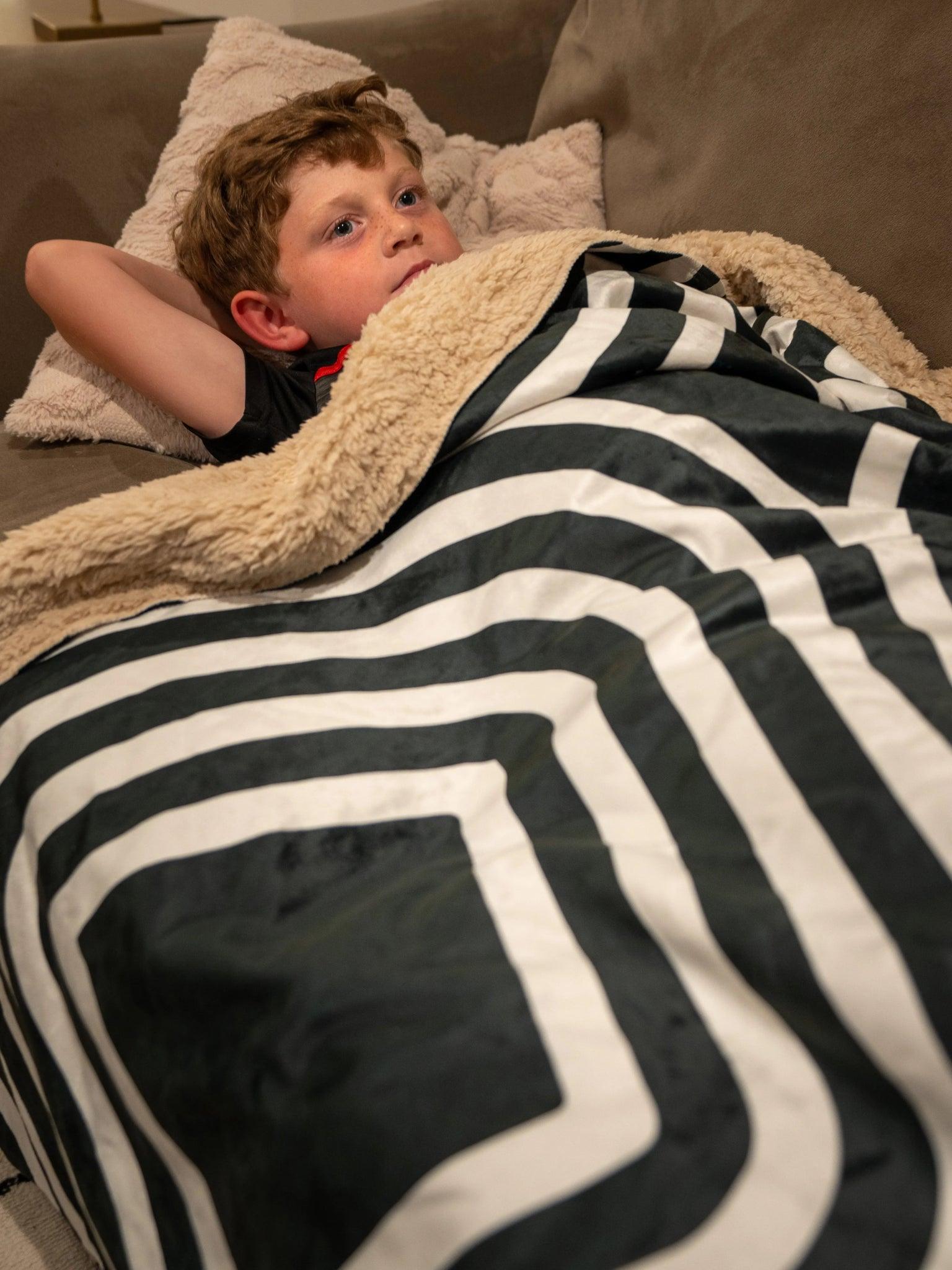 Geometric Black Squares Sherpa Blanket - 60" x 80" - Festive Fit Home