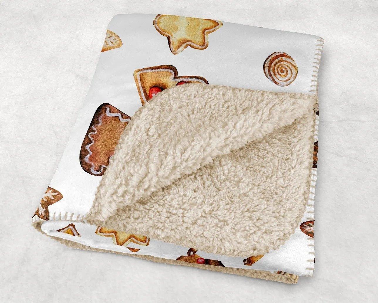 Gingerbread Cookies Sherpa Blanket - 60" x 80" - Festive Fit Home
