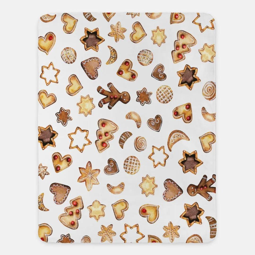 Gingerbread Cookies Sherpa Blanket - 60" x 80" - Festive Fit Home