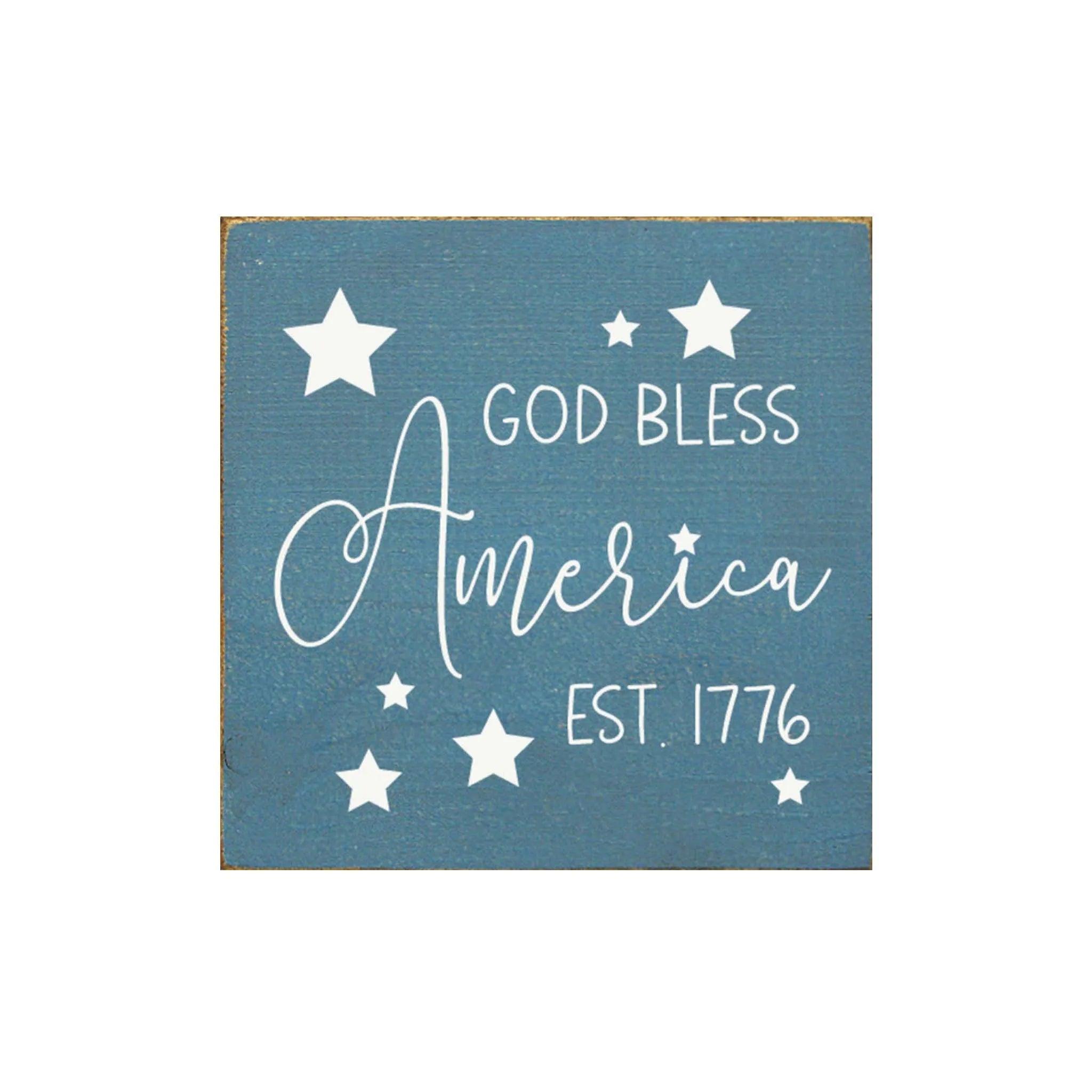 God Bless America Wood Sign - 7"x7" - Festive Fit Home