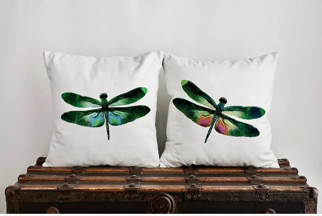 Green and Pink Dragonfly Pillow Cover - Festive Fit Home