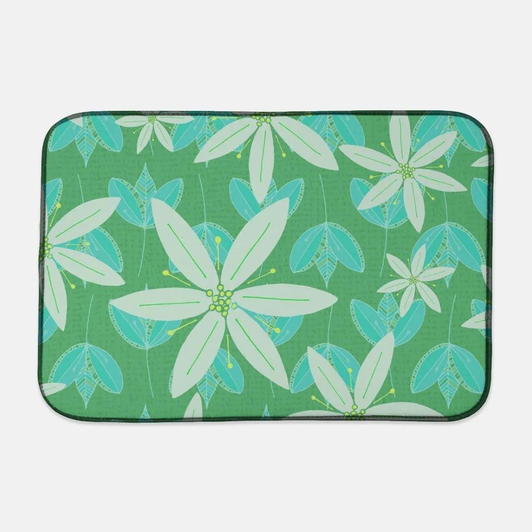 Green Daisy Dish Drying Mat - Festive Fit Home