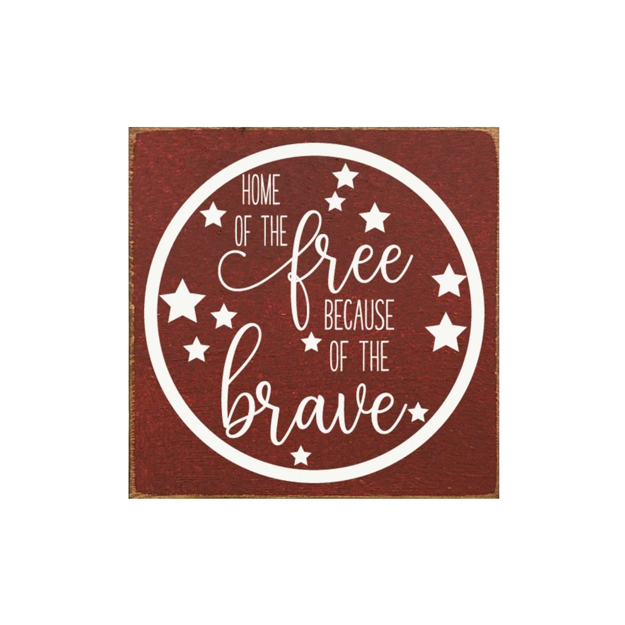 Home of the Free Americana Wood Sign - 7"x7" - Festive Fit Home