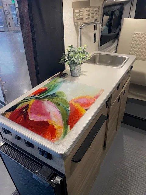 RV Small Stove Top Cover & Cutting Board - Cool Winds - Festive Fit Home