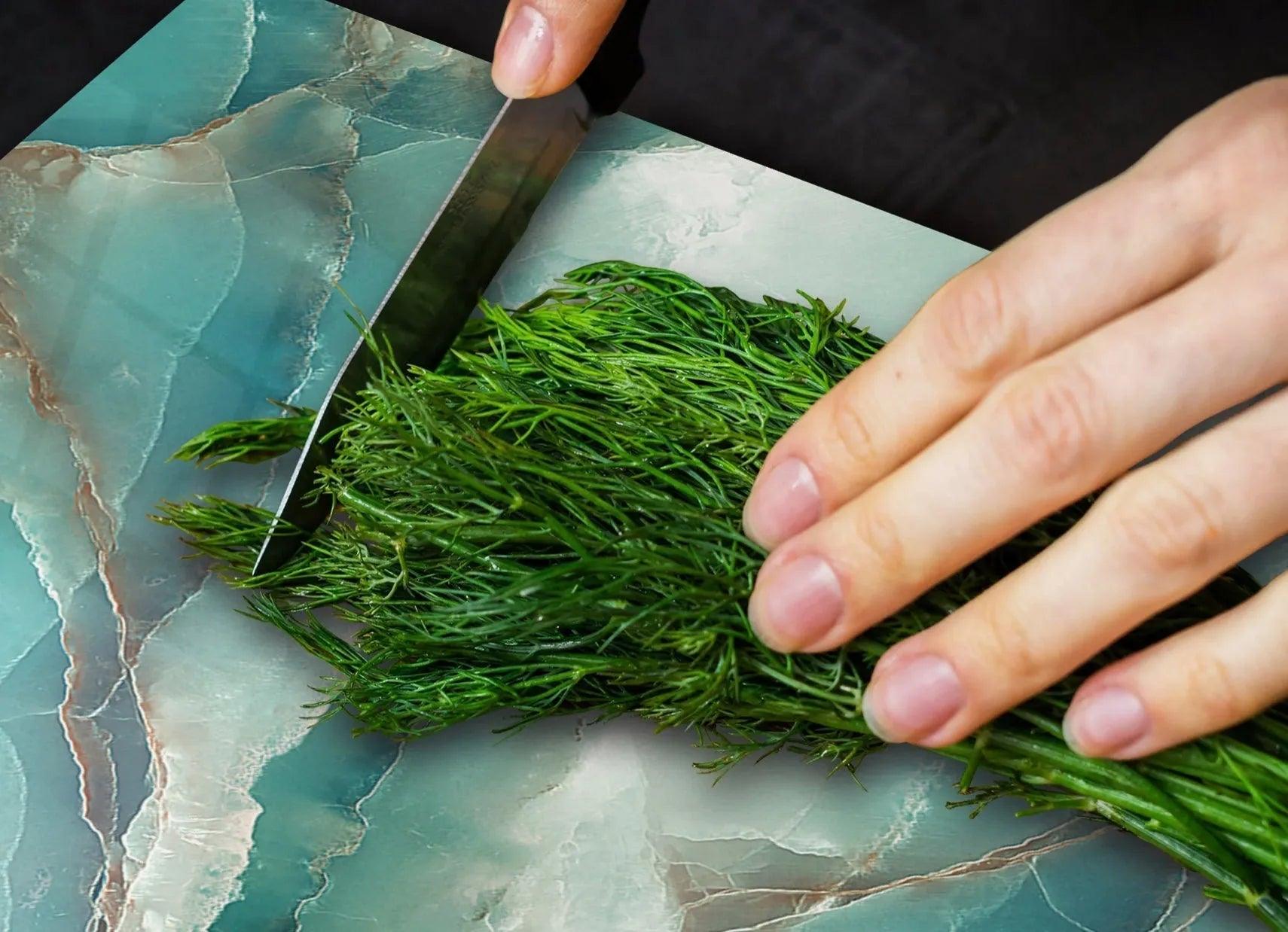 RV Small Stove Top Cover & Cutting Board - Teal Marble Style - Festive Fit Home