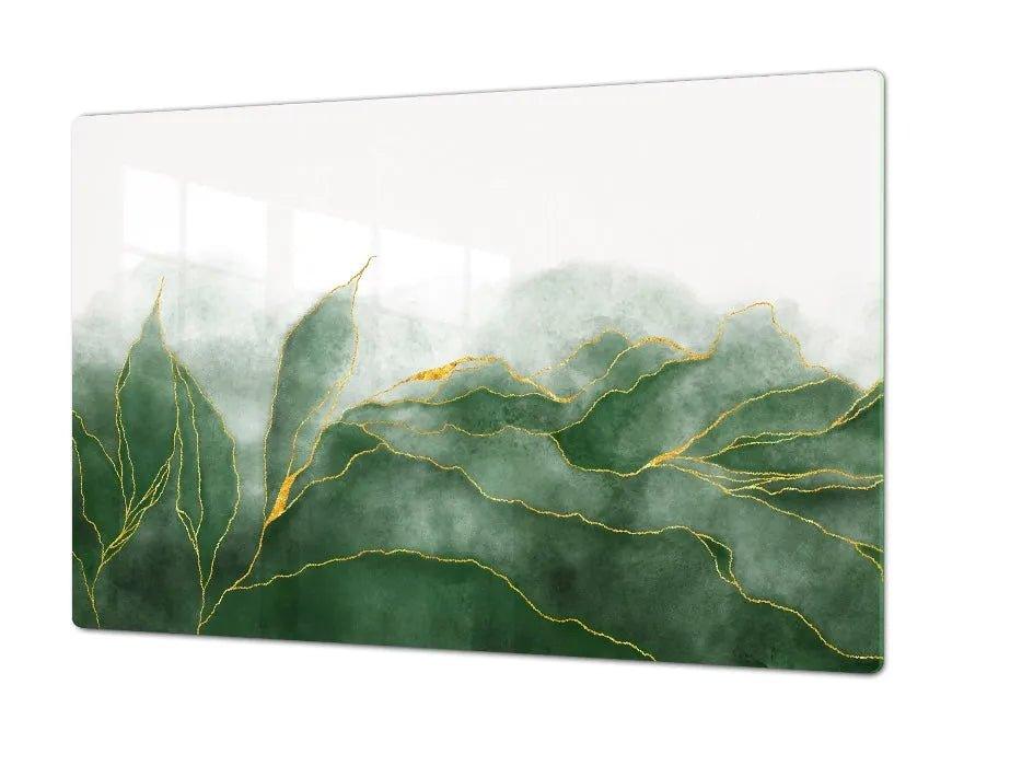 Stove Cover - Modern Green Leaves | Gas & Induction Cook Top Cover | Burner Cover - Festive Fit Home