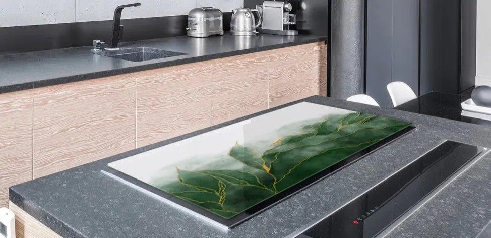 Stove Cover - Modern Green Leaves | Gas & Induction Cook Top Cover | Burner Cover - Festive Fit Home