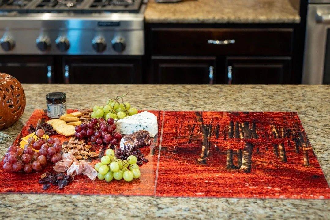 Stove Cover - Red Forest | Noodle Board | Gas and Electric Cook Top Cover | Charcuterie Board - Festive Fit Home