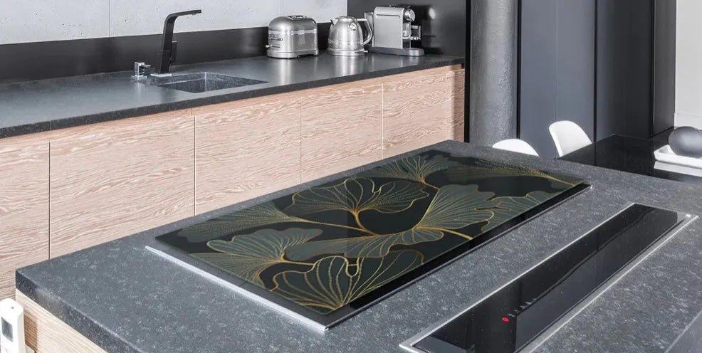 Stove Top Cover - Art Deco Leaf | Gas & Electric Cooktop Cover | Charcuterie Board - Festive Fit Home